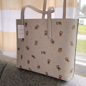Coach Snowy Bear Print Pebble Leather Highline Tote Bag